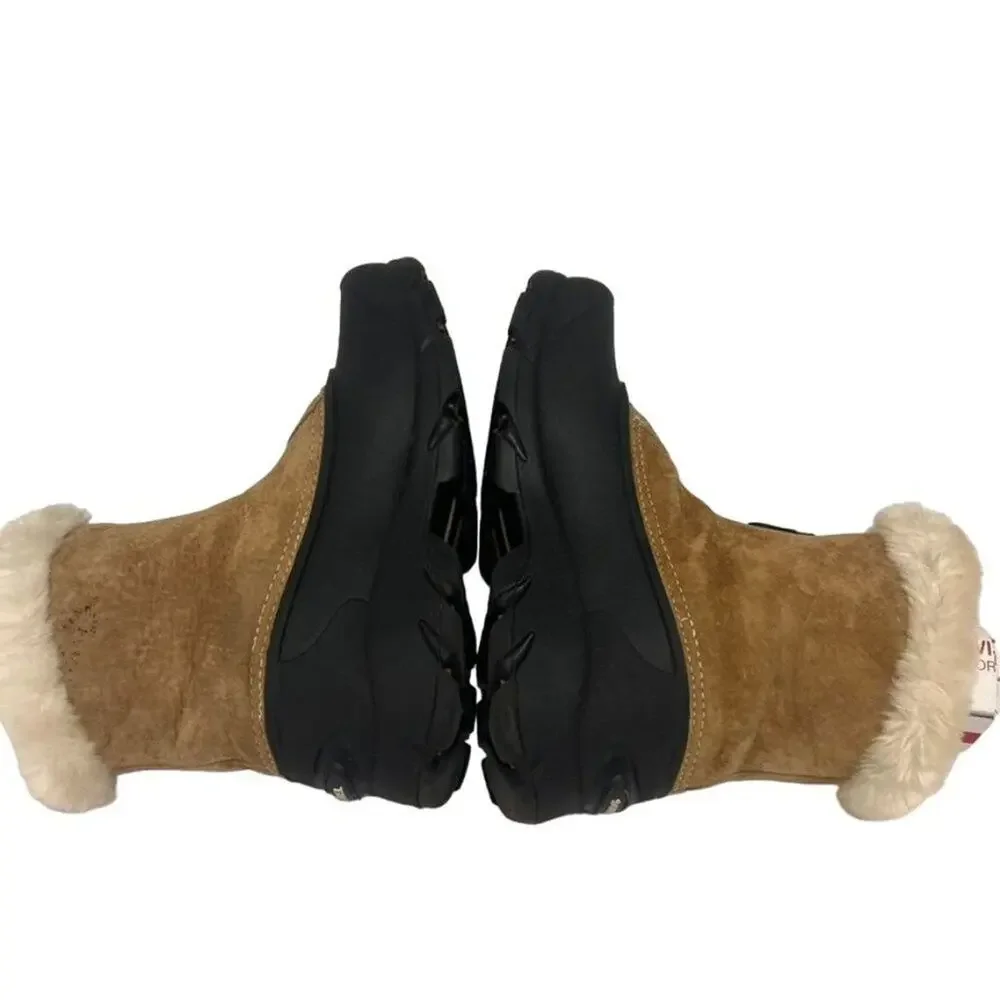 SOREL Snow /Rain Boots Womens Sz 6 Black & Tan Short Zip Suede